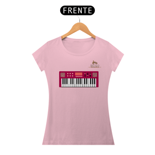 Nome do produtoCamiseta Premium Feminina Algodão Pima Estampada Musical Teclado - Estilo Sonoro