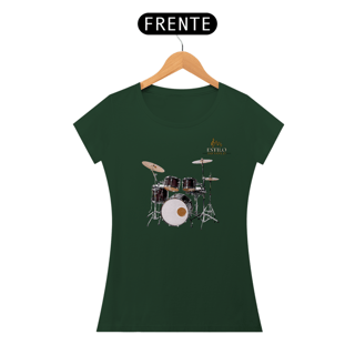 Nome do produtoCamiseta Premium Feminina Algodão Pima Estampada Musical Bateria - Estilo Sonoro