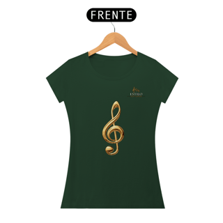 Nome do produtoCamiseta Premium Feminina Algodão Pima Estampada Musical Clave sol - Estilo Sonoro