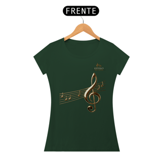 Nome do produtoCamiseta Premium Feminina Algodão Pima Estampada Musical Clave sol - Estilo Sonoro
