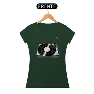 Nome do produtoCamiseta Premium Feminina Algodão Pima Estampada Musical Disco de Vinil - Estilo Sonoro