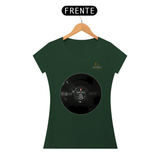 Nome do produtoCamiseta Premium Feminina Algodão Pima Estampada Musical Disco de Vinil - Estilo Sonoro