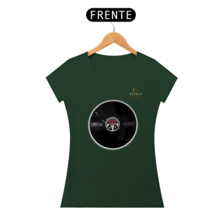 Nome do produtoCamiseta Premium Feminina Algodão Pima Estampada Musical Disco de Vinil - Estilo Sonoro