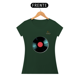 Nome do produtoCamiseta Premium Feminina Algodão Pima Estampada Musical Disco de Vinil - Estilo Sonoro