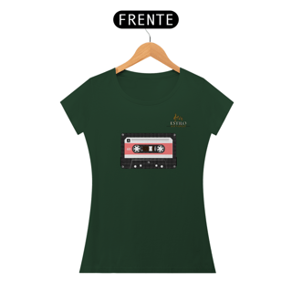 Nome do produtoCamiseta Premium Feminina Algodão Pima Estampada Musical Fita Cassete - Estilo Sonoro