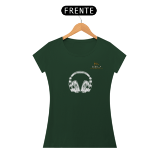 Nome do produtoCamiseta Premium Feminina Algodão Pima Estampada Musical Fone de Ouvido - Estilo Sonoro