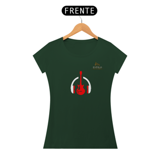Nome do produtoCamiseta Premium Feminina Algodão Pima Estampada Musical Guitarra - Estilo Sonoro