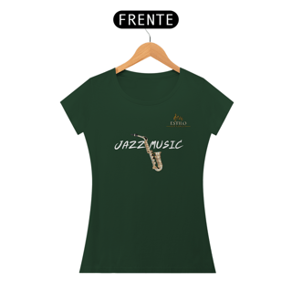 Nome do produtoCamiseta Premium Feminina Algodão Pima Estampada Musical Jazz Music - Estilo Sonoro