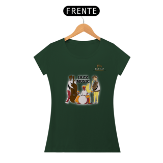 Nome do produtoCamiseta Premium Feminina Algodão Pima Estampada Musical Jazz Music - Estilo Sonoro