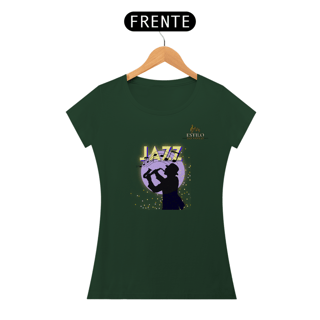 Nome do produtoCamiseta Premium Feminina Algodão Pima Estampada Musical Jazz Music - Estilo Sonoro