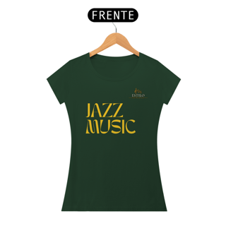 Nome do produtoCamiseta Premium Feminina Algodão Pima Estampada Musical Jazz Music - Estilo Sonoro
