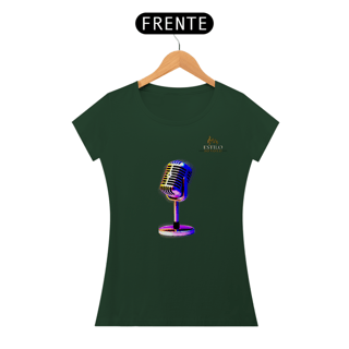 Nome do produtoCamiseta Premium Feminina Algodão Pima Estampada Musical Microfone - Estilo Sonoro