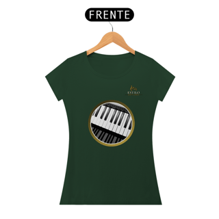 Nome do produtoCamiseta Premium Feminina Algodão Pima Estampada Musical Piano - Estilo Sonoro
