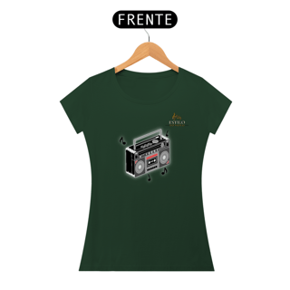 Nome do produtoCamiseta Premium Feminina Algodão Pima Estampada Musical Rádio - Estilo Sonoro