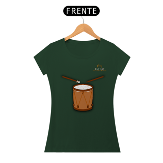 Nome do produtoCamiseta Premium Feminina Algodão Pima Estampada Musical Surdo - Estilo Sonoro