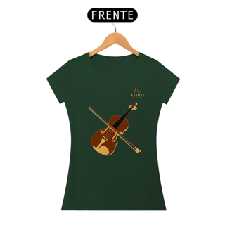 Nome do produtoCamiseta Premium Feminina Algodão Pima Estampada Musical Violino - Estilo Sonoro