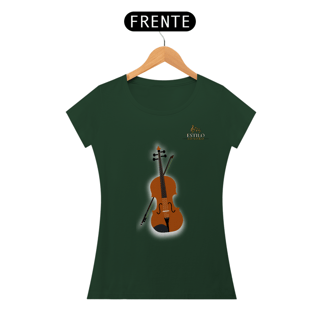 Nome do produtoCamiseta Premium Feminina Baby Long Algodão Pima Estampada Musical Violoncelo - Estilo Sonoro