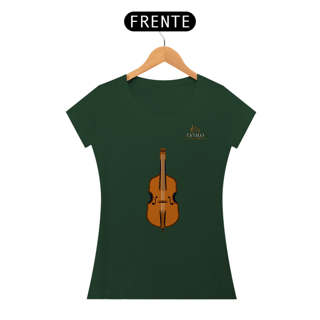 Nome do produtoCamiseta Premium Feminina Baby Long Algodão Pima Estampada Musical Violoncelo - Estilo Sonoro