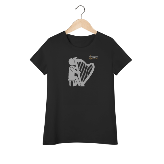 Camiseta Premium Algodão Pima baby long Harpa Música Clássica