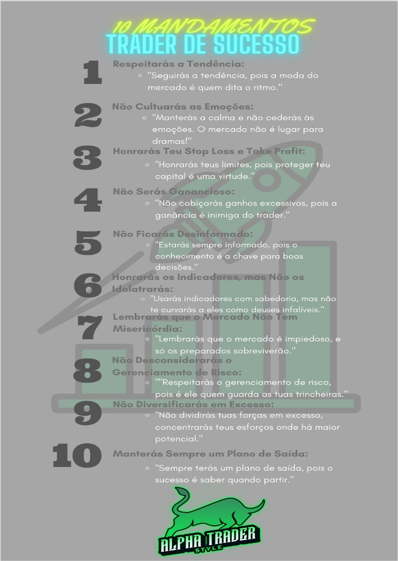 Nome do produto: Poster 10 Mandamentos do Trader de Sucesso 