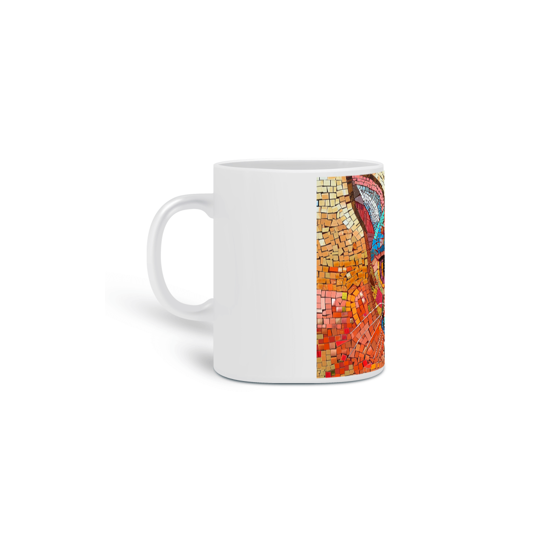 Nome do produto: Caneca Gato mosaico colorido
