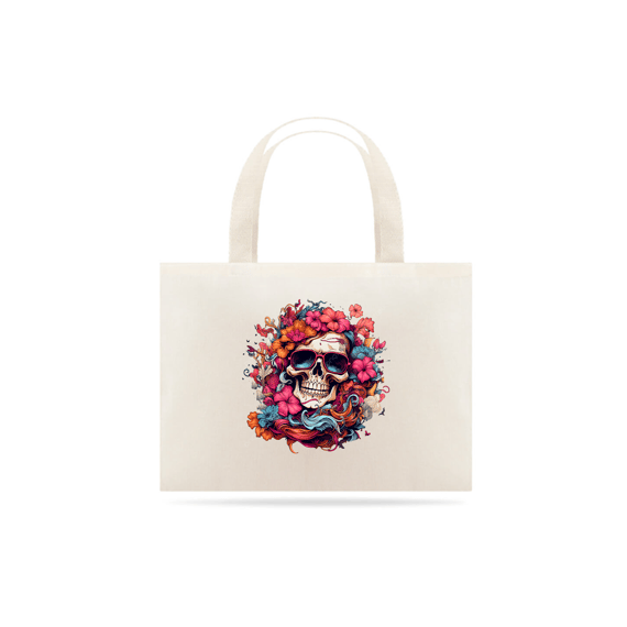 Eco Bag Skull Flower