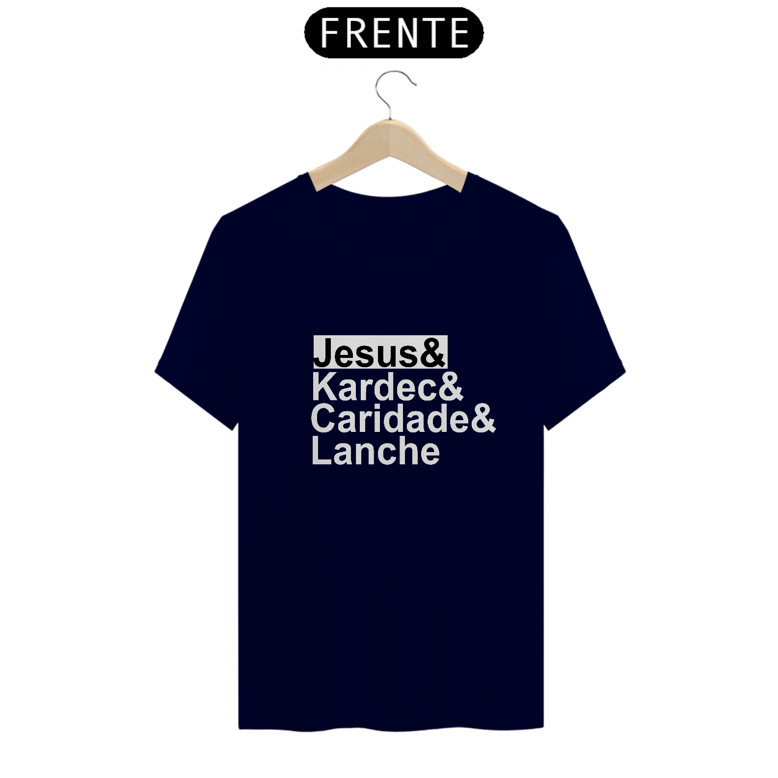 Camiseta Espírita Jesus Kardec Caridade e Lanche