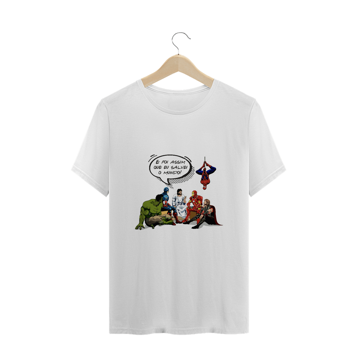 Nome do produto: Camiseta Espírita Plus Size Jesus Herói