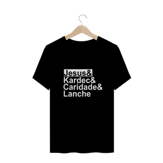 Camiseta Espírita Plus Size Jesus Kardec Caridade e Lanche