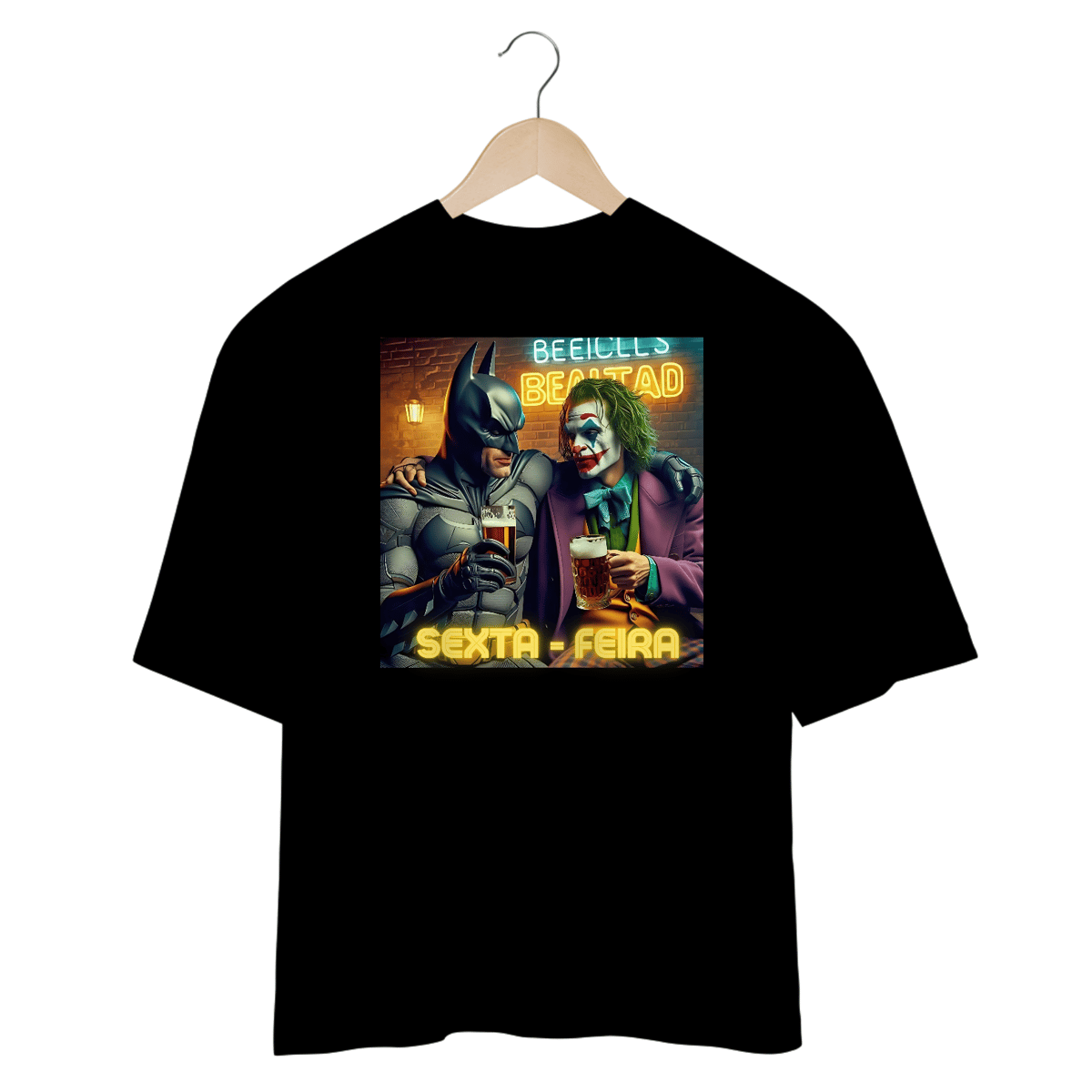 Nome do produto: Camisetas Oversized Batman e Coringa