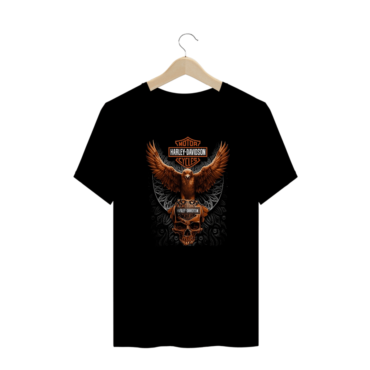 Nome do produto: Camisetas Plus Size Harley Águia Dourada