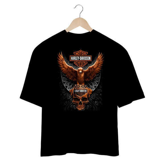 Camisetas Oversized Harley Águia Dourada