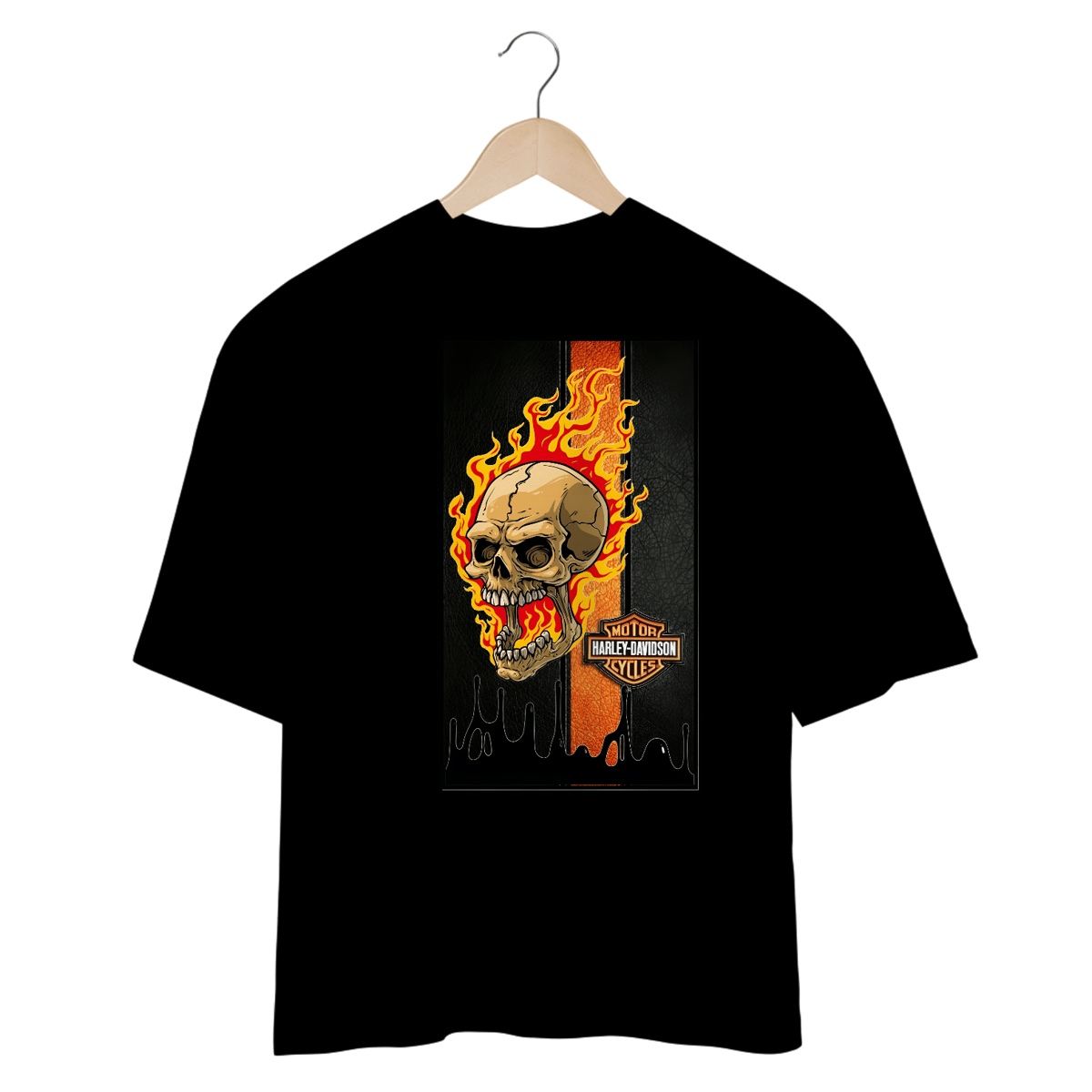 Nome do produto: Camisetas Oversized Harley Fogo