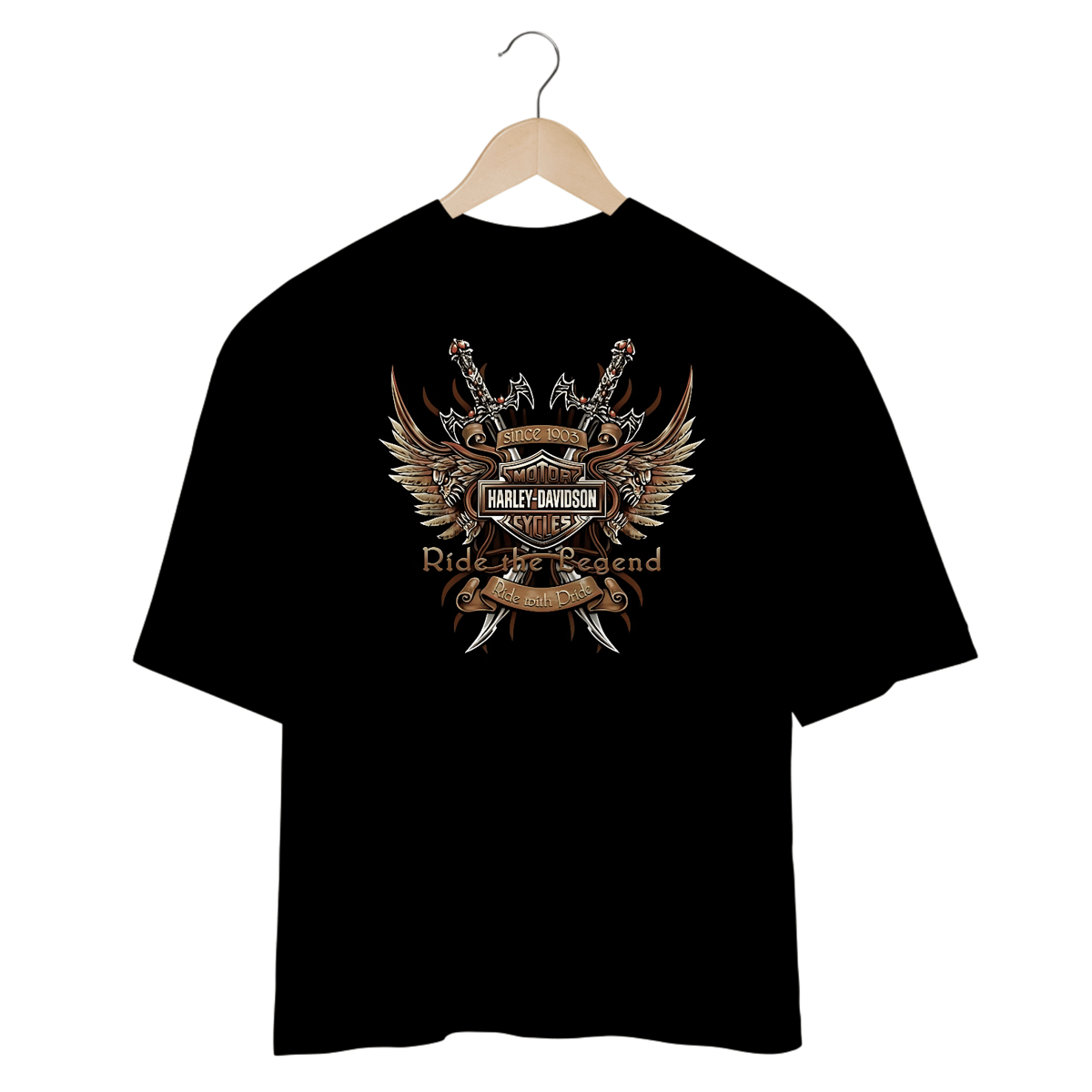 Nome do produto: Camisetas Oversized Harley Ride The Legend