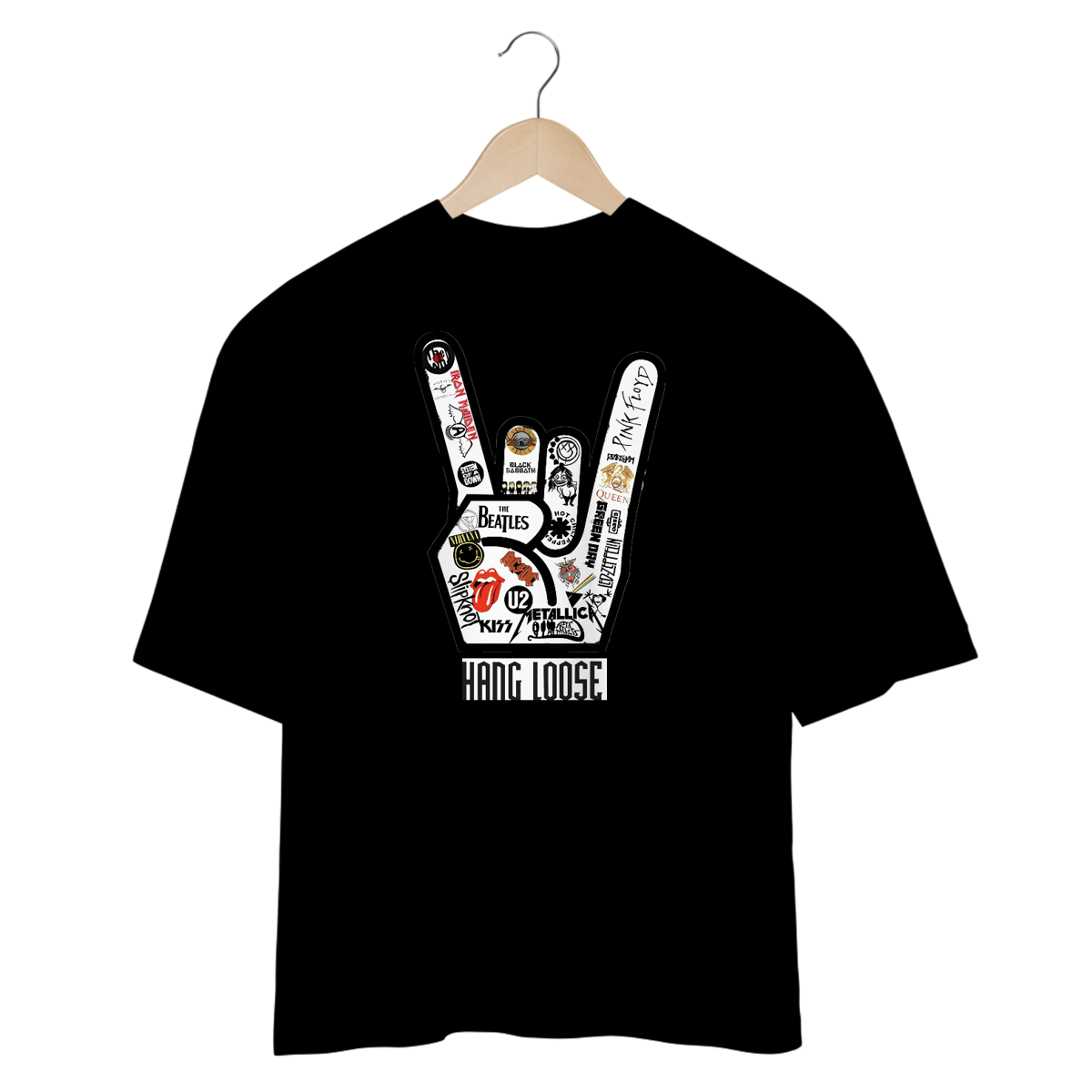 Nome do produto: Camisetas Oversized Hang Loose Rock