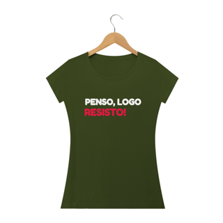 Nome do produto camisa feminina penso, logo resisto