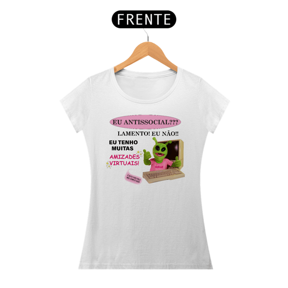 Camiseta Babylook Amizades Virtuais (Branca)