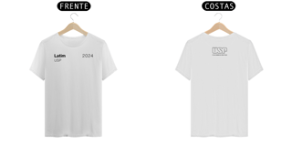 Nome do produto Camiseta Letras USP 2024 Latim Modelo 1 com Logo nas Costas Cores Branca Amarela Cinza