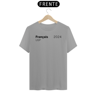 Nome do produto Camiseta Letras USP 2024 Francês Modelo 1 Cores Branca Amarela Cinza