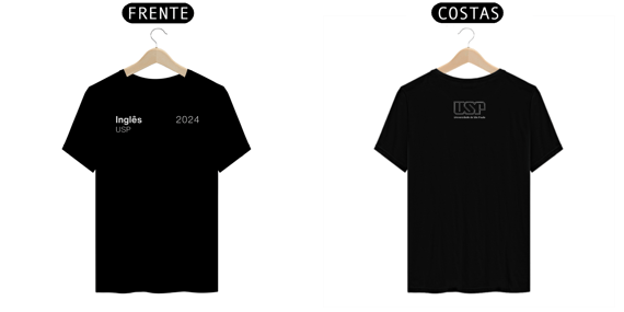 Camiseta Letras USP 2024 Inglês Com Logo nas Costas Várias Cores