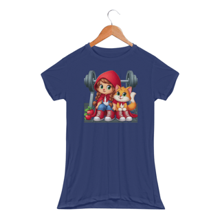 Nome do produto Camiseta Feminina Fit Chapeuzinho e Gato de Botas