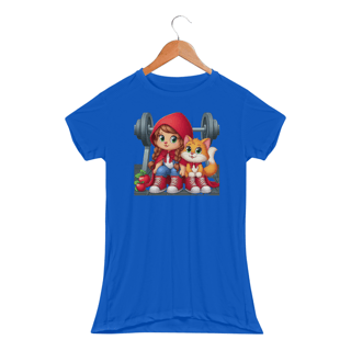Nome do produto Camiseta Feminina Fit Chapeuzinho e Gato de Botas