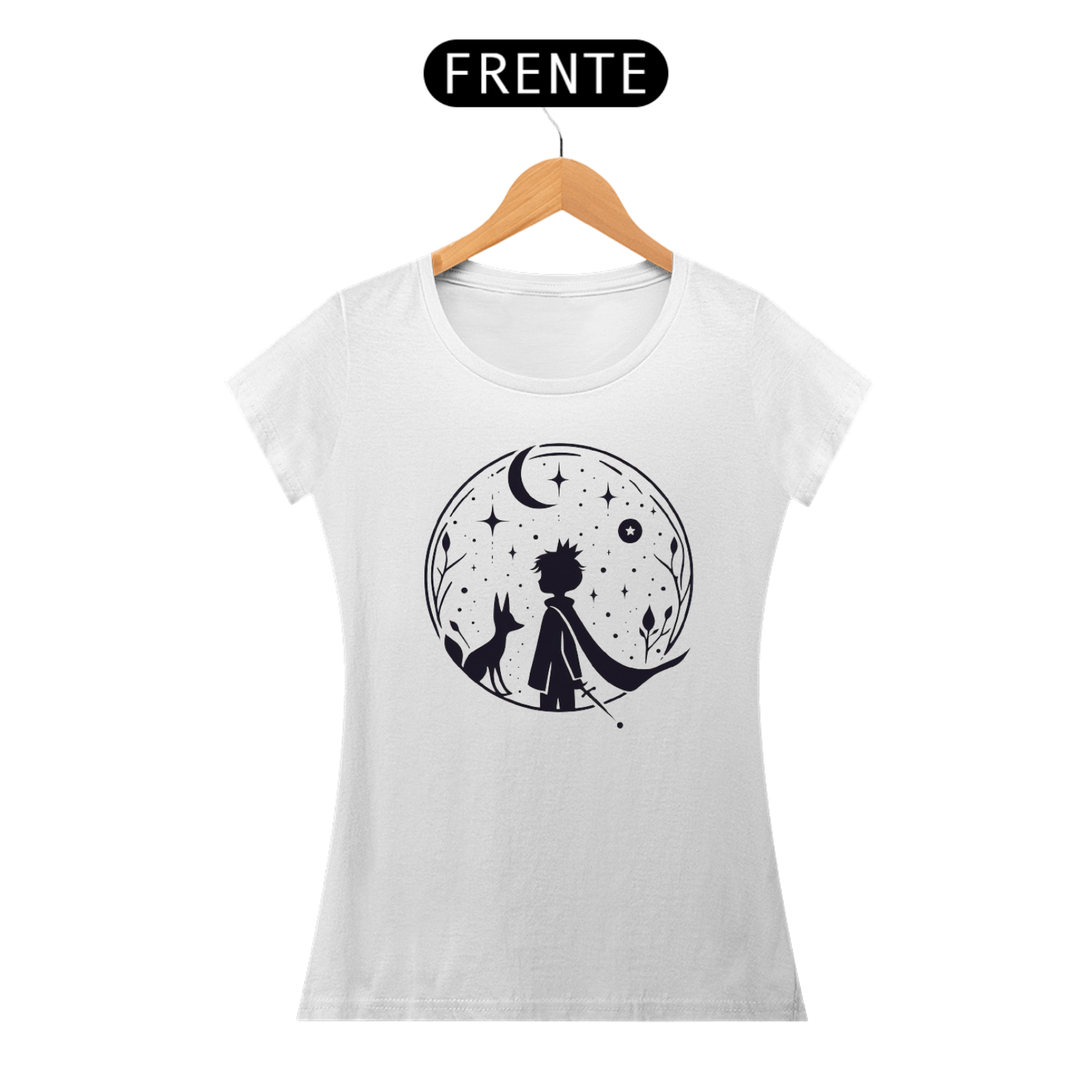 Camiseta Feminina Pequeno Príncipe Dentro do Planeta