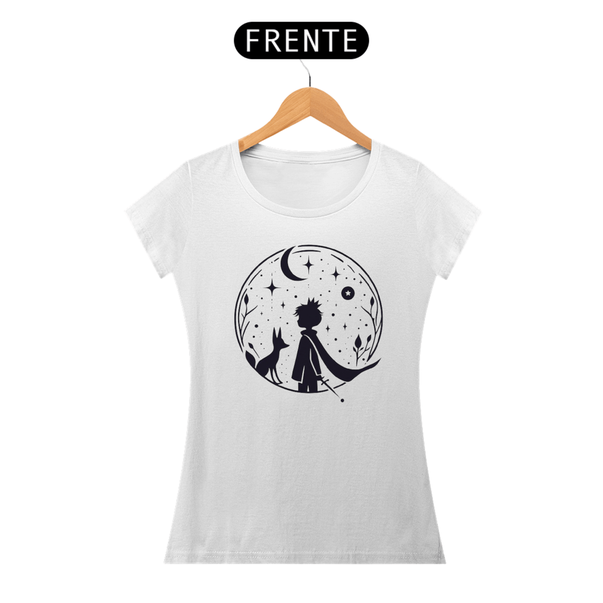 Nome do produto: Camiseta Feminina Pequeno Príncipe Dentro do Planeta