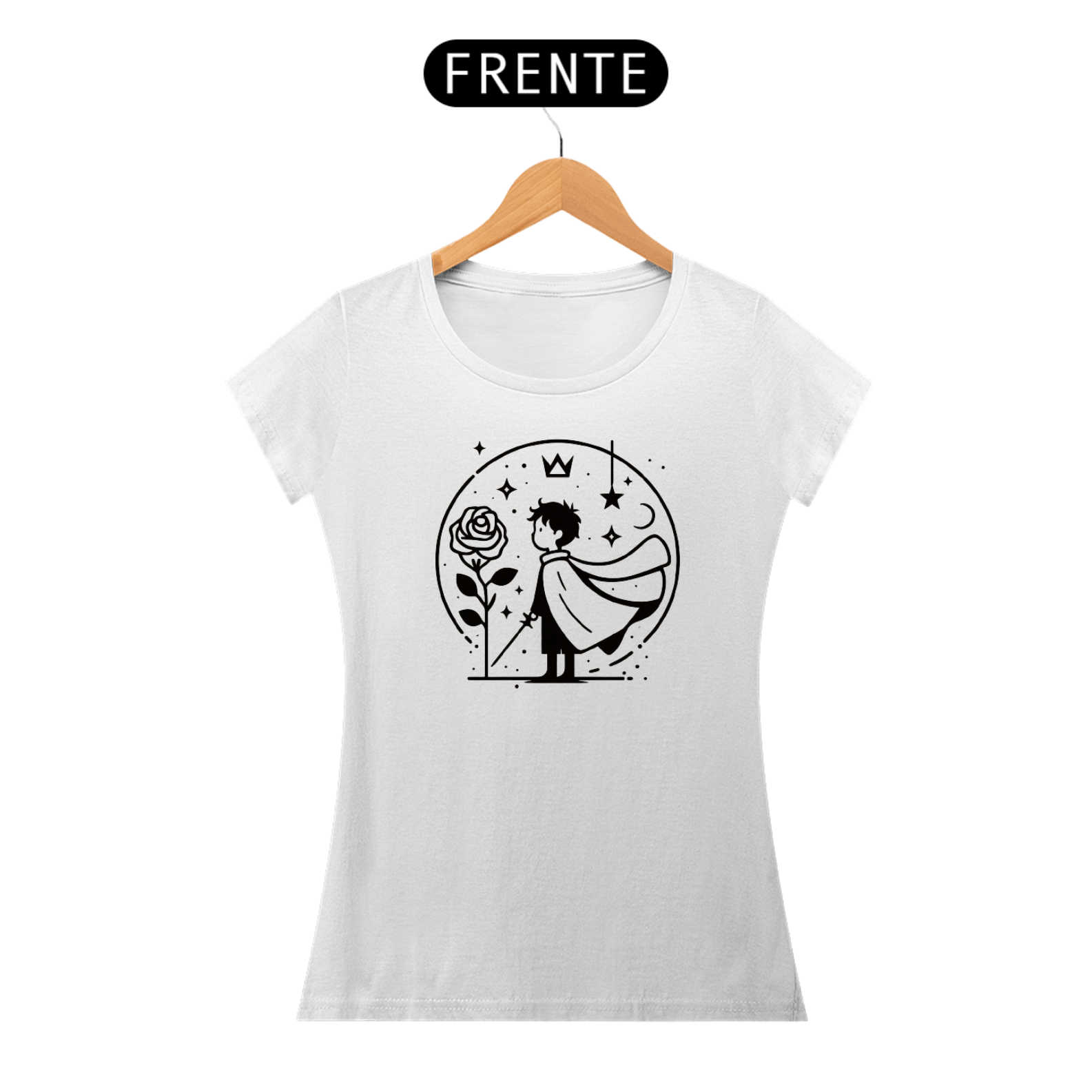 Camiseta Feminina Pequeno Príncipe no Círculo