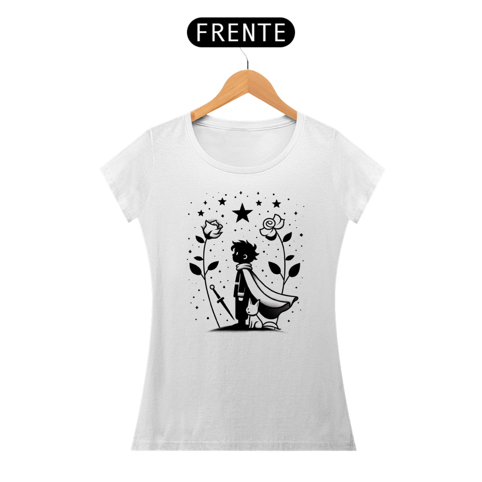 Camiseta Feminina Pequeno Príncipe e Estrelas