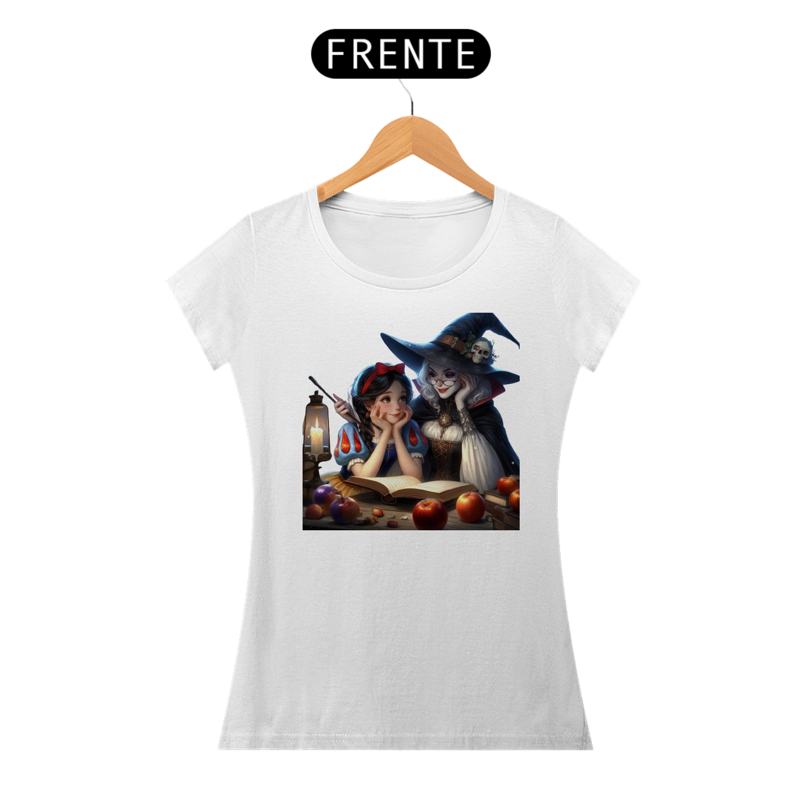 Camiseta Feminina Bruxa e Branca de Neve