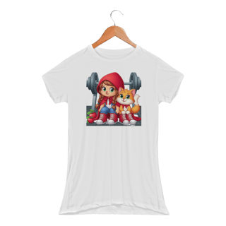 Nome do produto Camiseta Feminina Fit Chapeuzinho e Gato de Botas