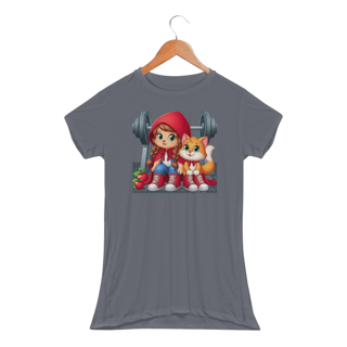 Nome do produto Camiseta Feminina Fit Chapeuzinho e Gato de Botas