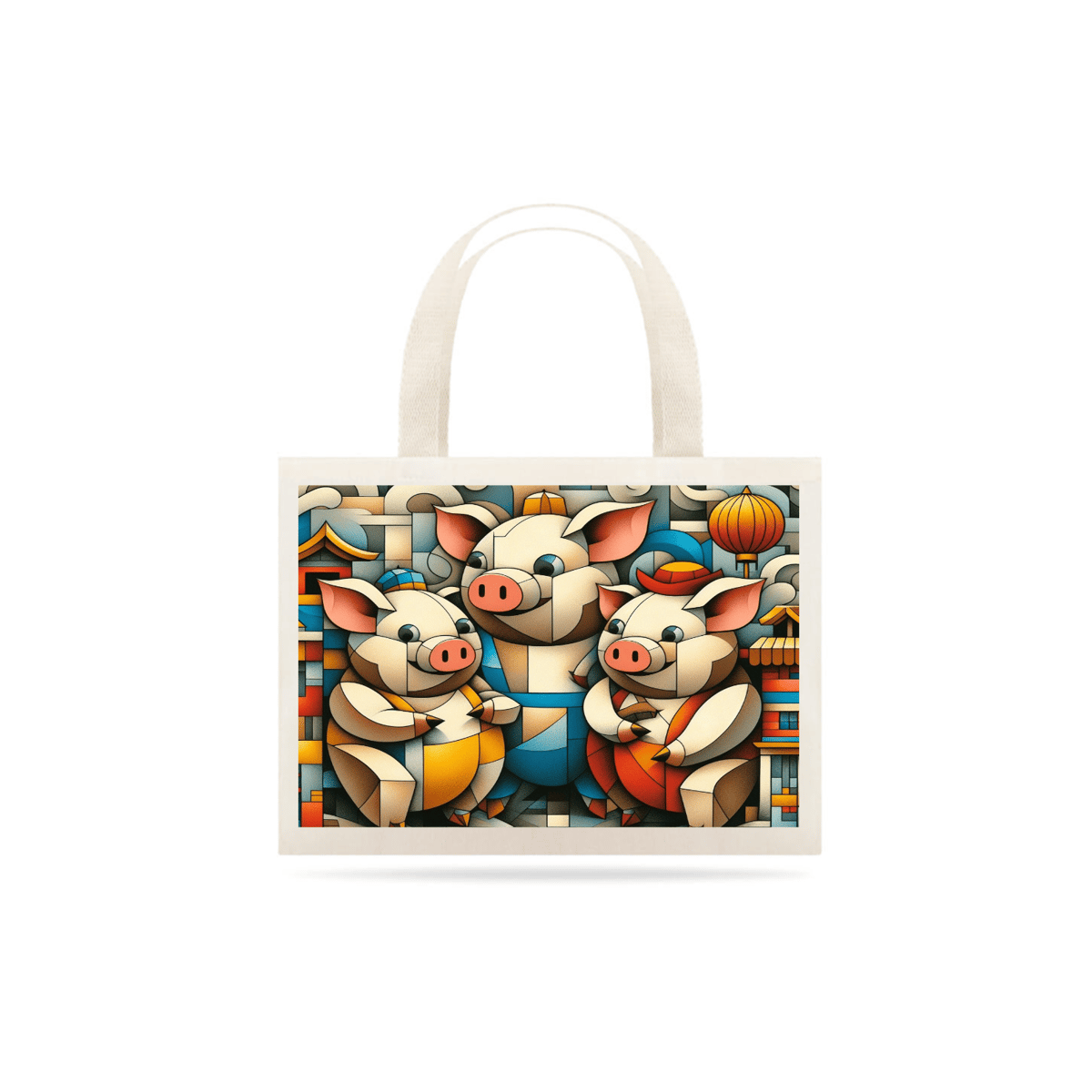 Nome do produto: Eco Bag Os Três Porquinhos Cubismo